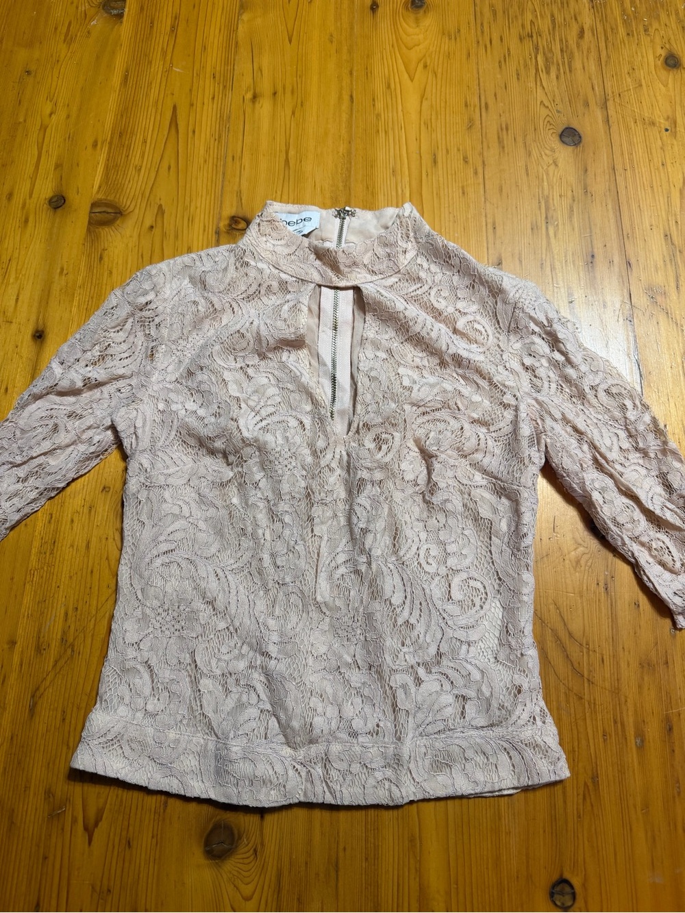 Women’s Lace High-Neck Blouse - Light Blush Size 0